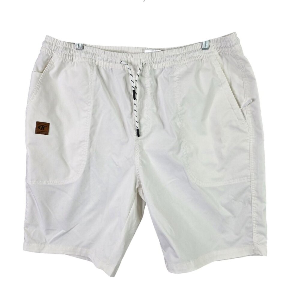 Mens Fashion Style White Shorts Drawstring 100% Polyester 10" Inseam Size XL